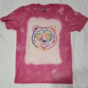 Pink Tie-Dye Mama Bear Womens T-Shirt